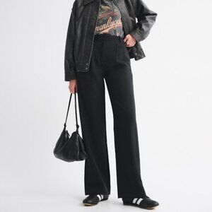 Abercrombie & Fitch Sloane Tailored Wide Leg Pant, Black, Size 29/8 short